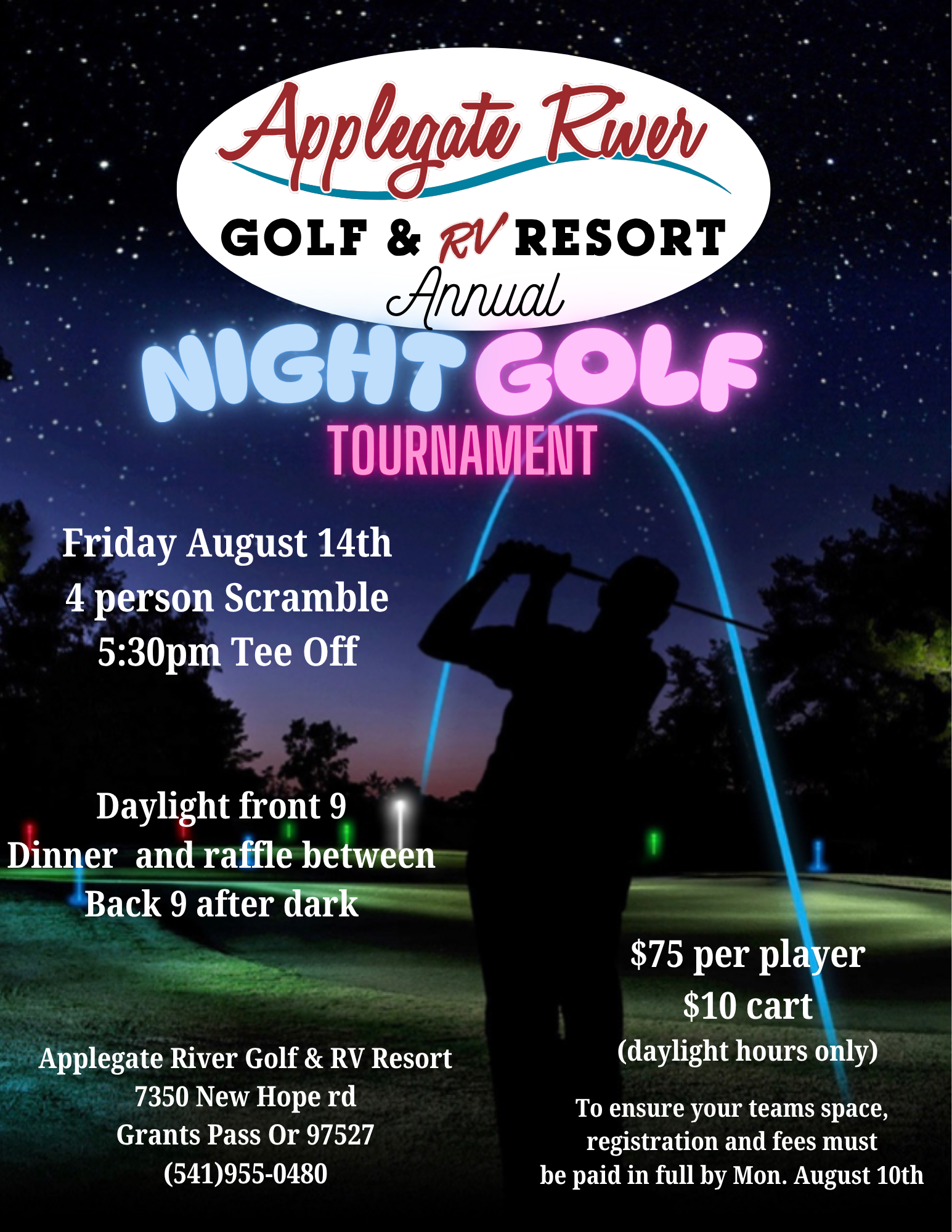 Applegate River Golf & RV Resort Annual Glow Golf Tournament