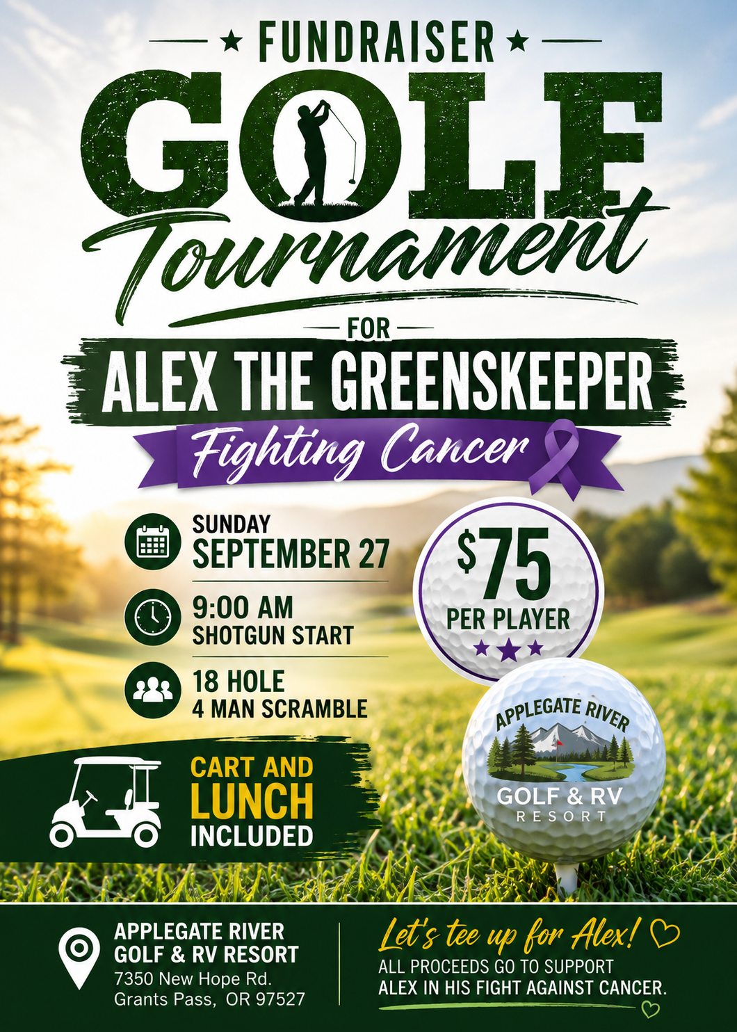 fundraiser tournament for Alex the greenskeeper in his fight against cancer